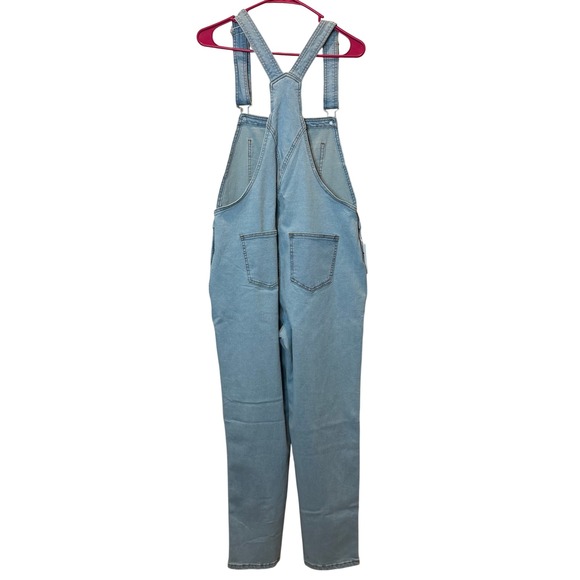 NWD Acydar Denim Overalls Womens Size Medium Light Wash Stretch Blue Jeans Bibs - Picture 2 of 13